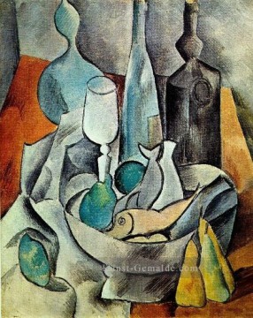 Kubismus Werke - Poissons et bouteilles 1908 kubistisch